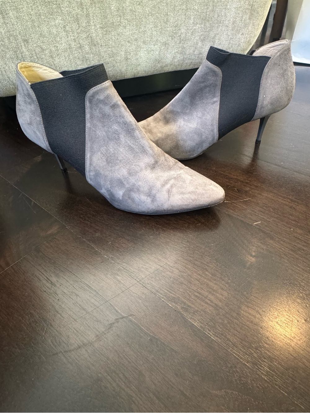 Jimmy Choo Women's Gray Suede Pointed Toe Ankle Boots